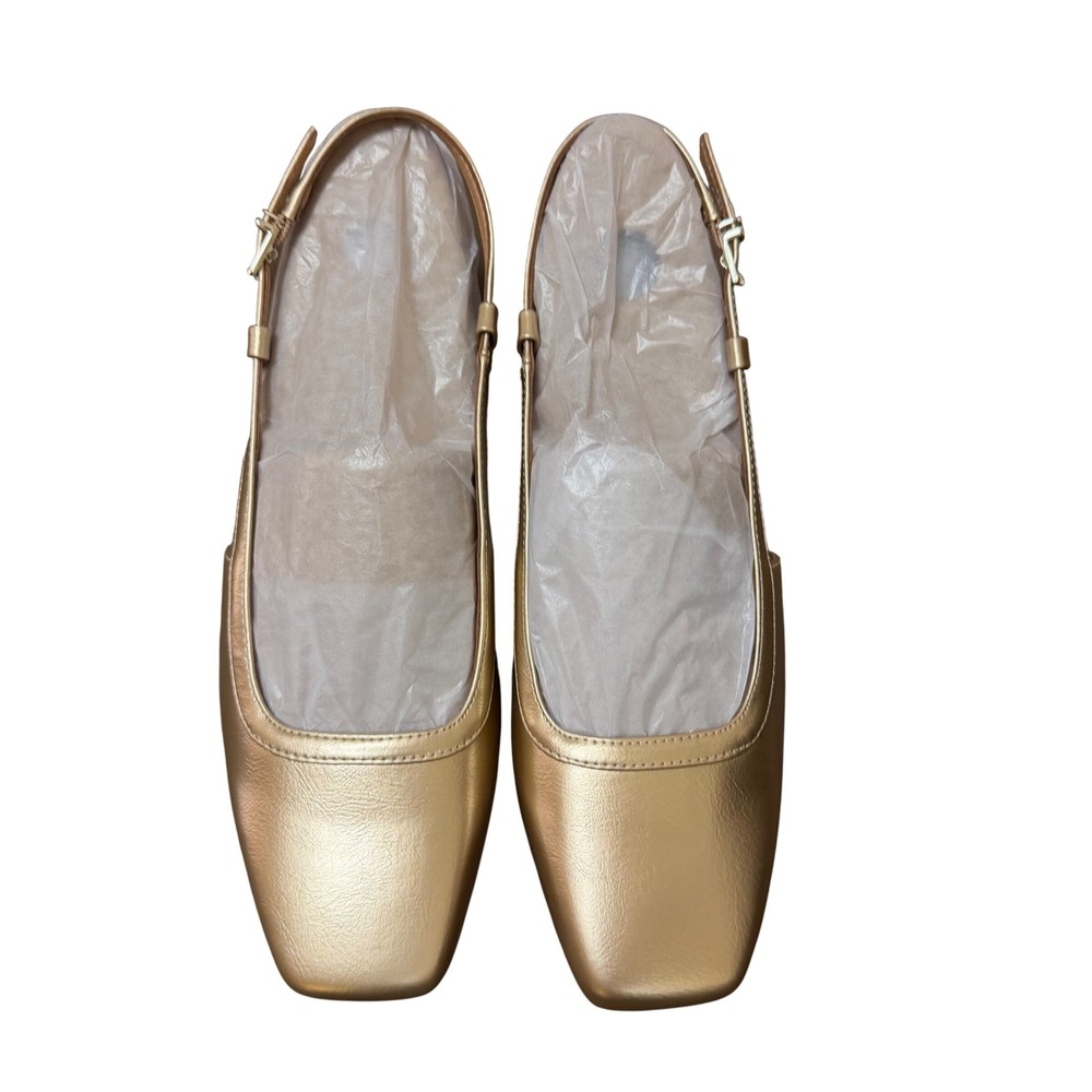 Naturalizer Womens Harper Pump Gold Metallic Square Toe Block Heel Slingback 9 - Picture 7 of 11